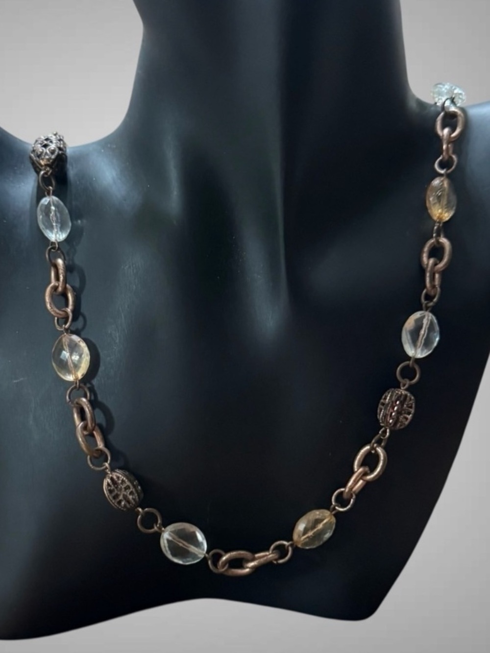 EXTRA LONG 1928 BEADED COPPER NECKLACE
